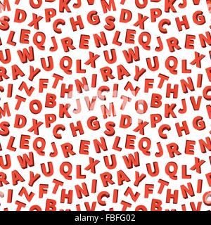 Red latin letters on white, seamles pattern Stock Vector