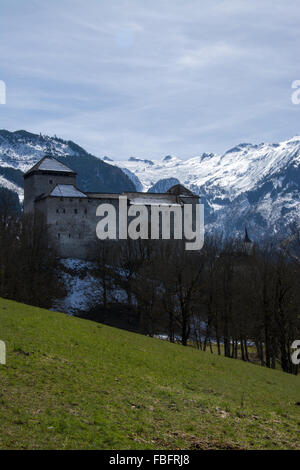 Kaprun Castle, a medieval fortress located in front of the mountain Kitzsteinhorn, Austria. Stock Photo