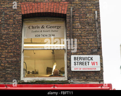 A traditional tailor in Berwick Street, Soho, London Stock Photo