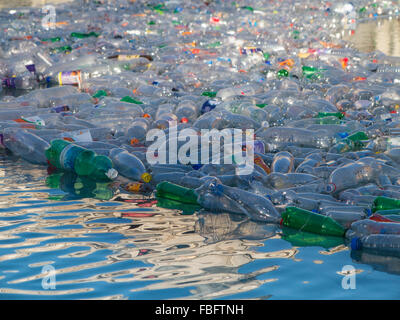 Bottles in a fountain in Trafalgar Square Stock Photo