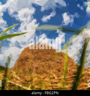 Low poly design triangular haystack hay nature sky polygon Stock Vector