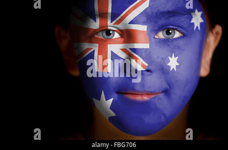 Portrait of a child with a painted Australian flag Stock Photo