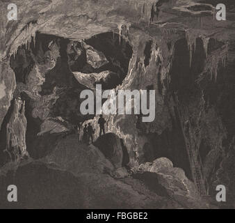 The Arch Cave, Looking North. JENOLAN CAVES. Australia, antique print 1888 Stock Photo