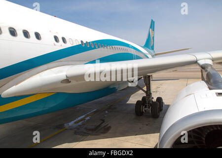 Oman Airways plane, Seeb International Airport, Muscat, Oman Stock Photo