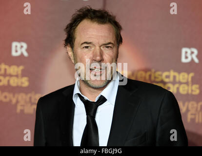 Munich, Germany. 15th Jan, 2016. Actors Sebastian Koch arrives to the Bavarian Film Awards in the Prince Regent Theater in Munich, Germany, 15 January 2016. Photo: TOBIAS HASE/dpa/Alamy Live News Stock Photo