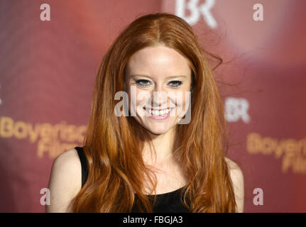 Munich, Germany. 15th Jan, 2016. Model Barbara Meier arrives to the Bavarian Film Awards in the Prince Regent Theater in Munich, Germany, 15 January 2016. Photo: TOBIAS HASE/dpa/Alamy Live News Stock Photo