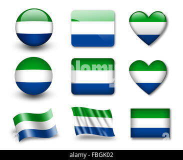 Sierra Leone circle button icon. Salone round badge flag with shadow ...