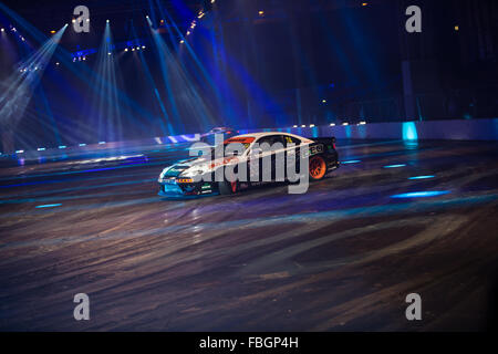 Birmingham, UK. 16th Jan, 2016. Japspeed drifting team entertaining the crowds in the Live Action Arena Credit:  steven roe/Alamy Live News Stock Photo