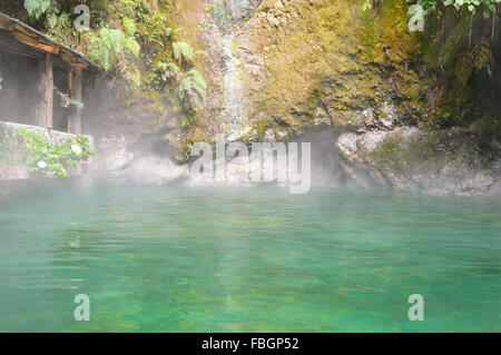 Natural pool of Fuentes Georginas hot springs near Zunil and Quetzaltenango, Guatemala Stock Photo