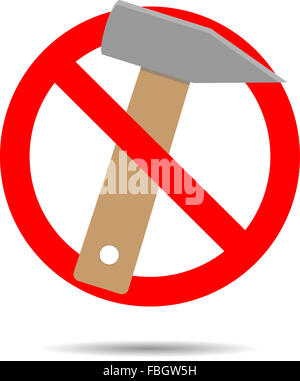 Ban hammer icon flat. Stop mark, icon button badge tool,  stamp equipment. Vector art abstract unusual fashion illustration Stock Photo