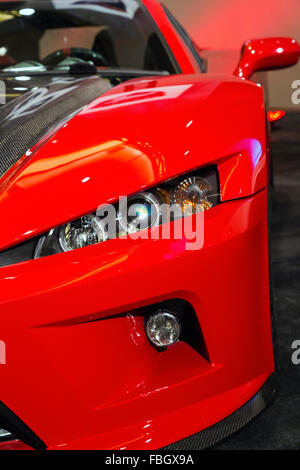Detroit, Michigan - The Falcon F7, made by Falcon Motorsports, in a display of luxury cars during the Detroit auto show. Stock Photo