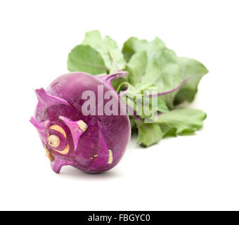 Purple Kohlrabi cabbage isolated on white Stock Photo