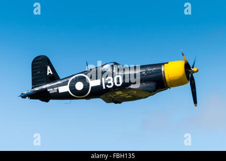 Goodyear FG-1D (Chance Vought F4U) Corsair carrier-based fighter-bomber in flight Stock Photo