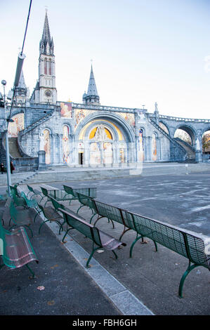 Exterior view of the Rosary Basilica in Lourdes, France Stock Photo