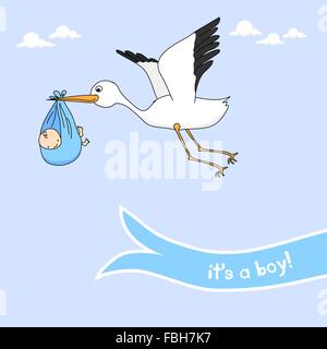 Cute baby boy announcement card Stock Vector