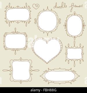 collection of hand drawn doodle frames Stock Vector