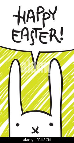 Easter card with cute cartoon bunny and speech bubble Stock Vector