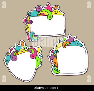 Funky colorful doodle frames Stock Vector