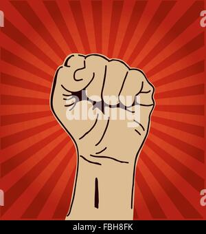 A clenched fist held high in protest or solidarity. Stock Vector