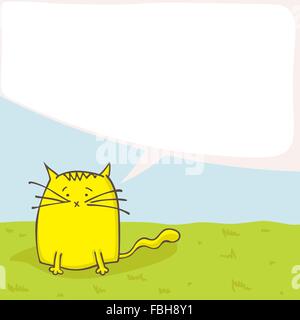 Funny cartoon cat with speech bubble. Stock Vector