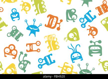 Colorful, seamless monster pattern for kids Stock Vector