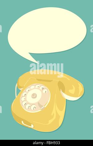 Retro telephone with text balloon. Stock Vector