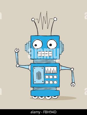 Handdrawn doodle of a retro robot Stock Vector