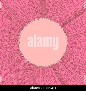 Round frame on a hand drawn doodle background Stock Vector