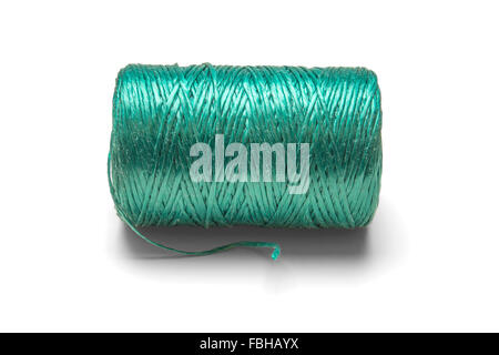 Green Polypropylene Garden String Twine isolated on white background Stock Photo