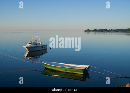 Curonian Lagoon at sunrise in Pervalka, Lithuania Stock Photo