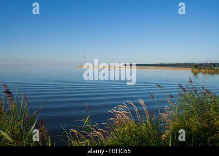 Curonian Lagoon at sunrise in Pervalka, Lithuania Stock Photo