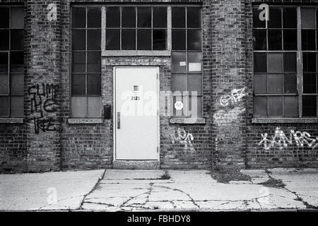 Exterior door of abandoned factory in Detroit Stock Photo