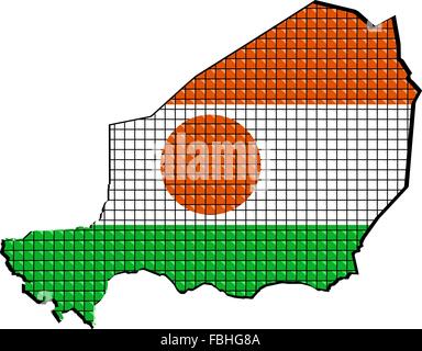 Niger map with flag inside Stock Vector