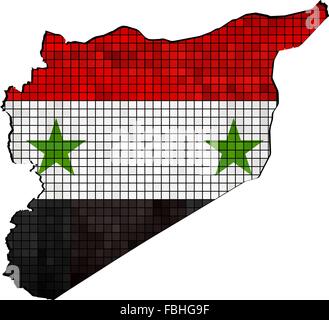 Syria map with flag inside Stock Vector