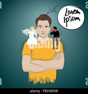 taking advise from angel and or devil in the same time Stock Vector