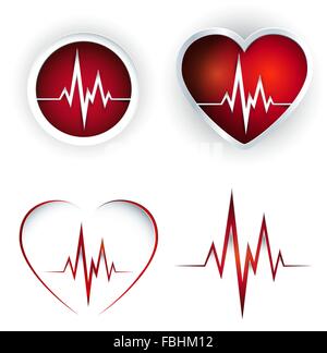 heart shaped design element with heartbeat in 3D realistic style Stock Vector