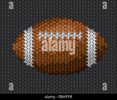 american football ball embroidery handwork on fabric Stock Vector