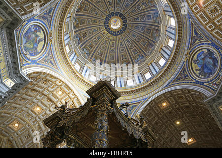 Ceiling in the interior of St Peter's Basilica, Vatican City, Rome, Italy. Stock Photo