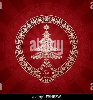 Christmas greeting card with folk art inspiration Stock Vector