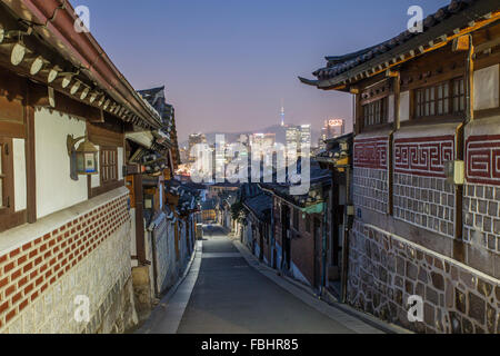 Seoul, South Korea at the Bukchon Hanok historic district. Stock Photo