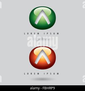 Set of dynamic logos with a triangle or arrow symbol Stock Vector