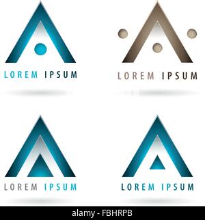 Set of dynamic logos with arrow or triangle shape Stock Vector