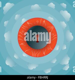 Protected cloud computing. Idyllic cloudscape from the future of data storage and computing. Stock Vector