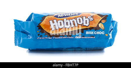 Packet of  Mcvites Hobnobs on a white background Stock Photo