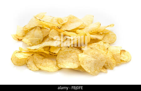 Pile of Potato Crisps on a white background Stock Photo