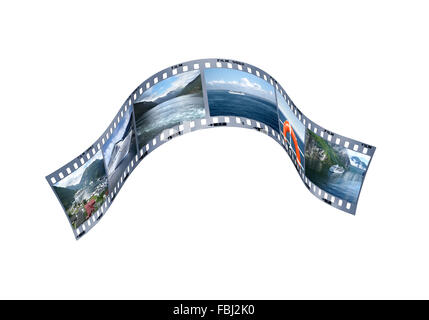 Tourism and travel concept. Film strip developing a cruise travel (photos by same author). Clipping path on film strips. Stock Photo