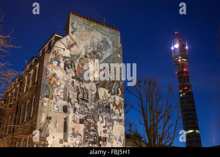 Fitzrovia Mural, Tottenham Court Road, London, UK Stock Photo
