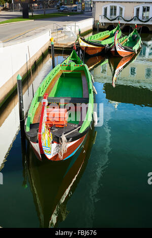 Moliceiros Boats in Aveiro, Portugal, Europe Stock Photo