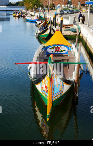 Moliceiros Boats in Aveiro, Portugal, Europe Stock Photo