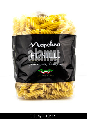 a Packet of Napolina Fusilli pasta on a white background Stock Photo